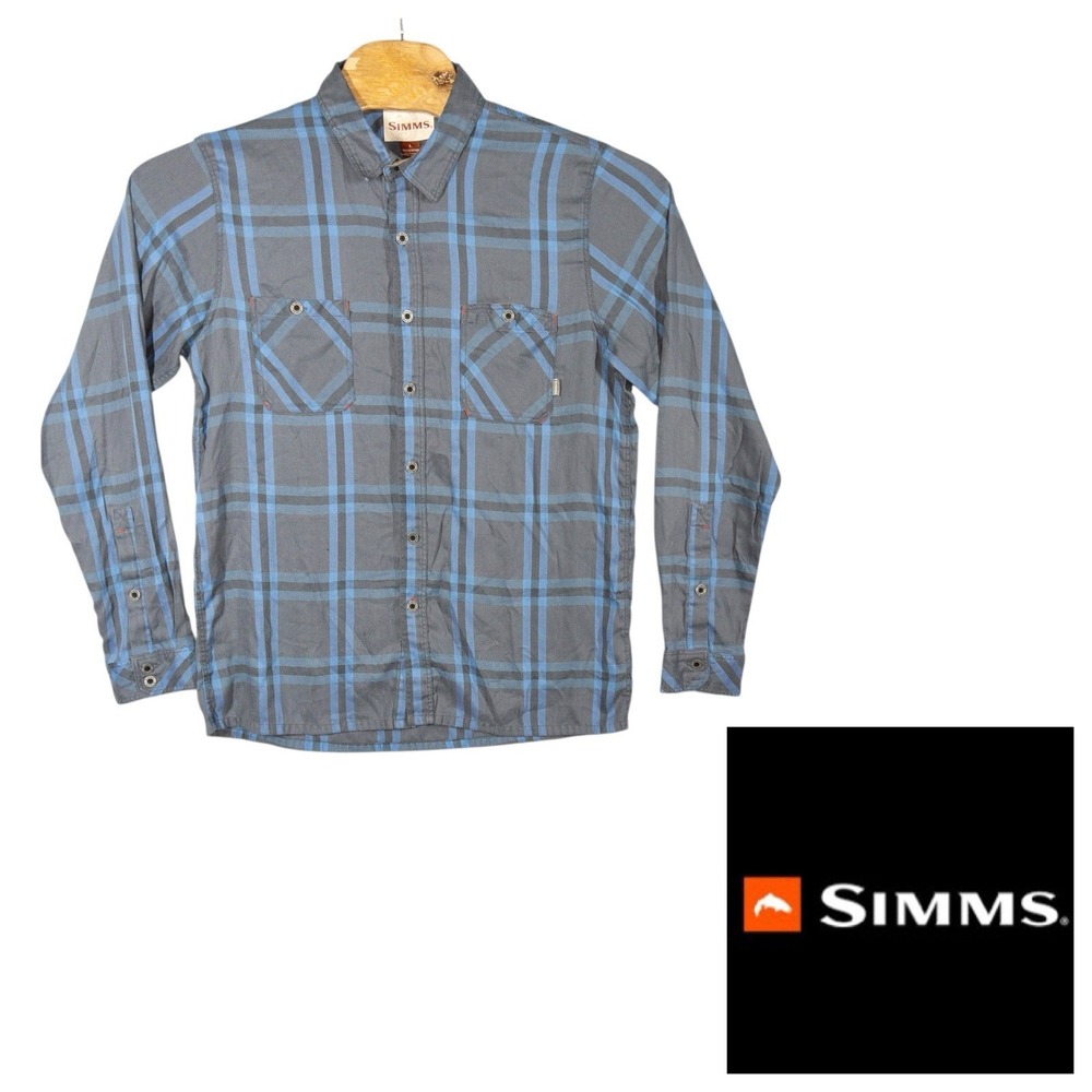Simms Fishing Plaid Tencil‎ Button Up Shirt Mens Large Gorpcore Outdoors Camping